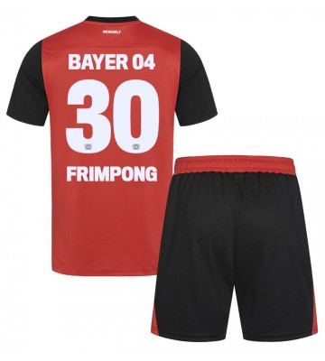 Bayer Leverkusen Jeremie Frimpong #30 Primera Equipación Niños 2024-25 Manga Corta (+ Pantalones cortos)